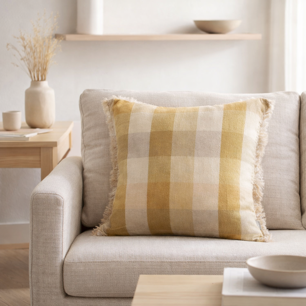 Coussin imprimé Kate Bronze 45 x 45 en situation