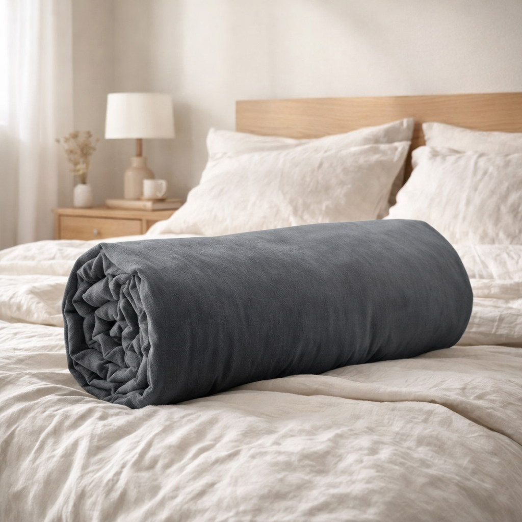 Drap housse Calita Carbone 140x190 bonnet 30 cm en situation