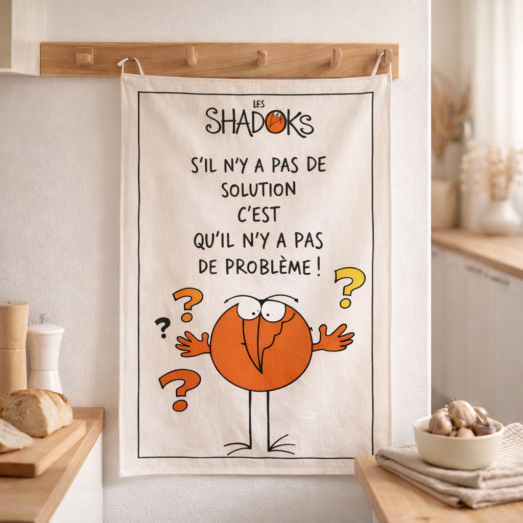 Torchon Shadok Sans solution Ecru 48 x 72 en situation