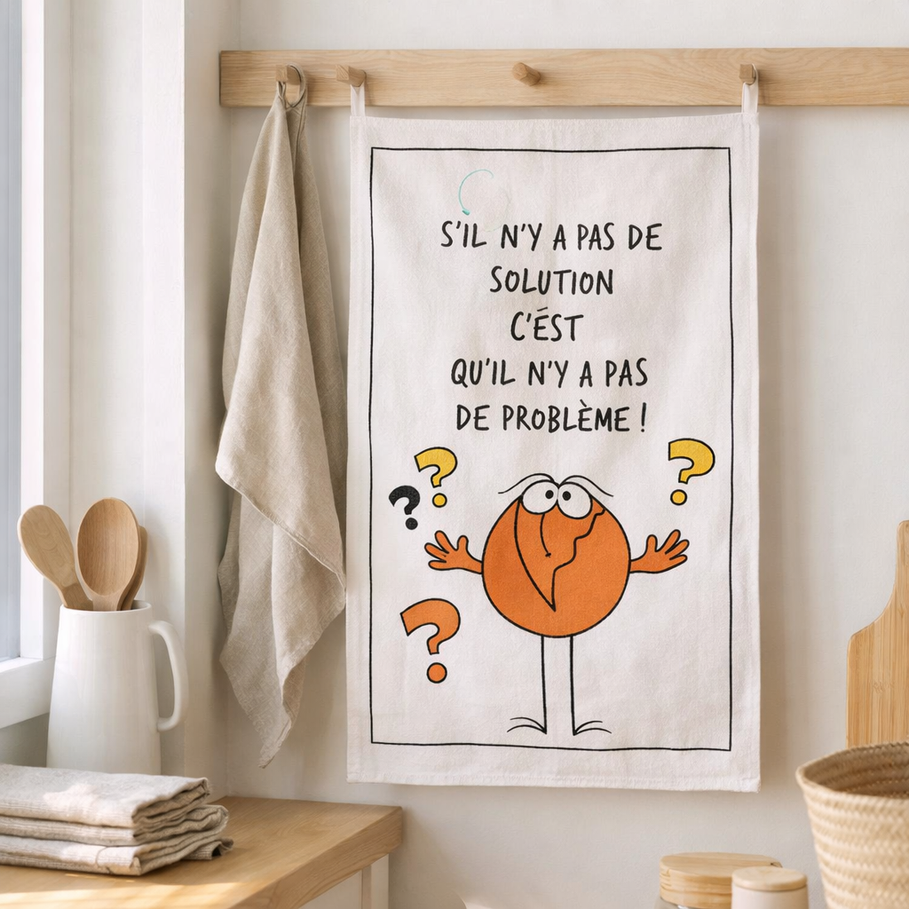 Torchon Shadok Sans solution Ecru 48 x 72 en situation
