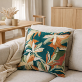 Coussin brodé Alina Pétrole 45 x 45 en situation