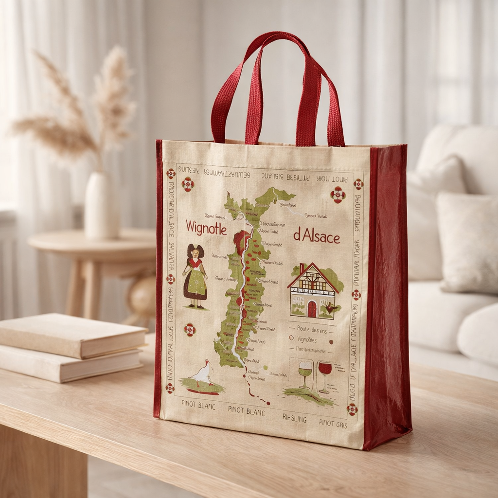Sac shopping Route des vins Ficelle 40 x 35 x 14 en situation