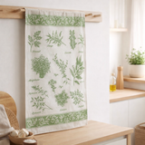 Torchon jacquard Herbes de provence Vert 50 x 70 en situation