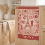 Torchon jacquard Tour Eiffel Rouge 50 x 70 en situation