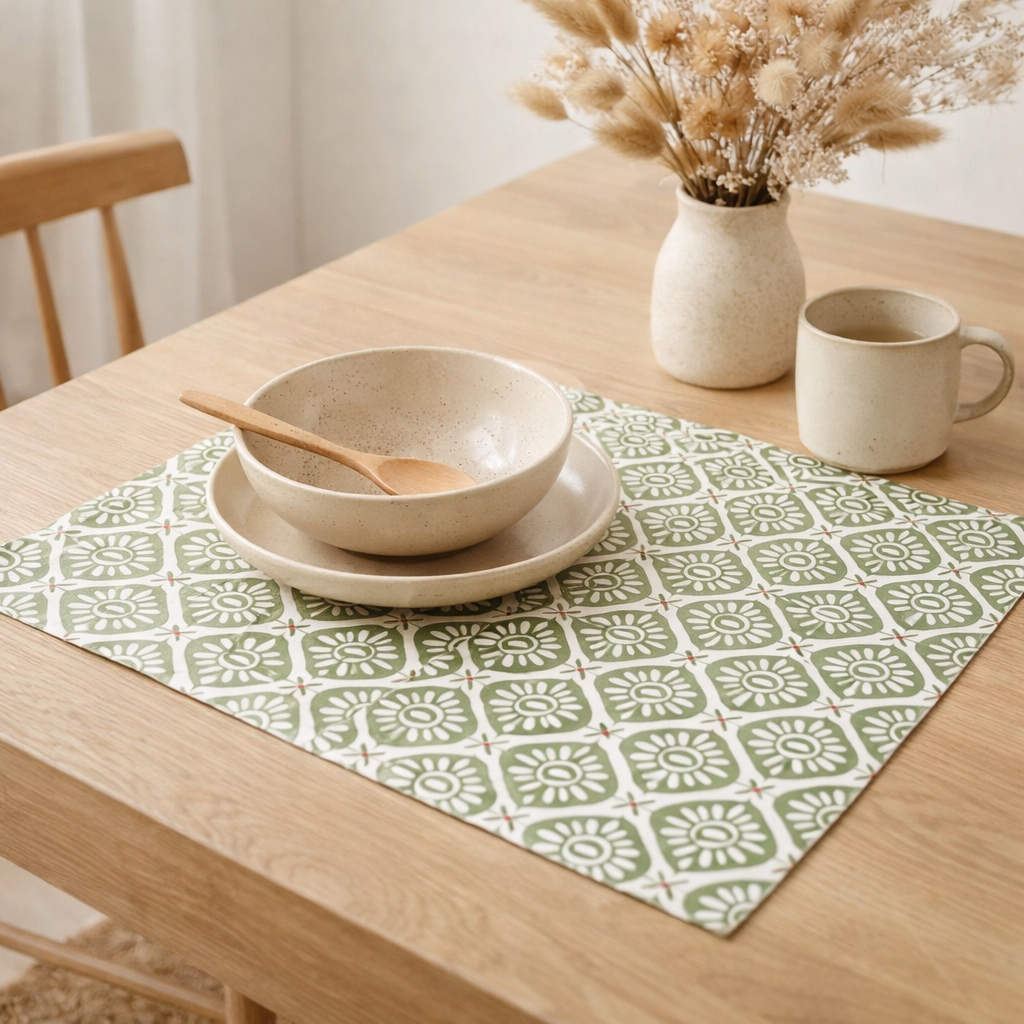 Set de table enduit Citrus recyclé Cactus 33 x 48 en situation