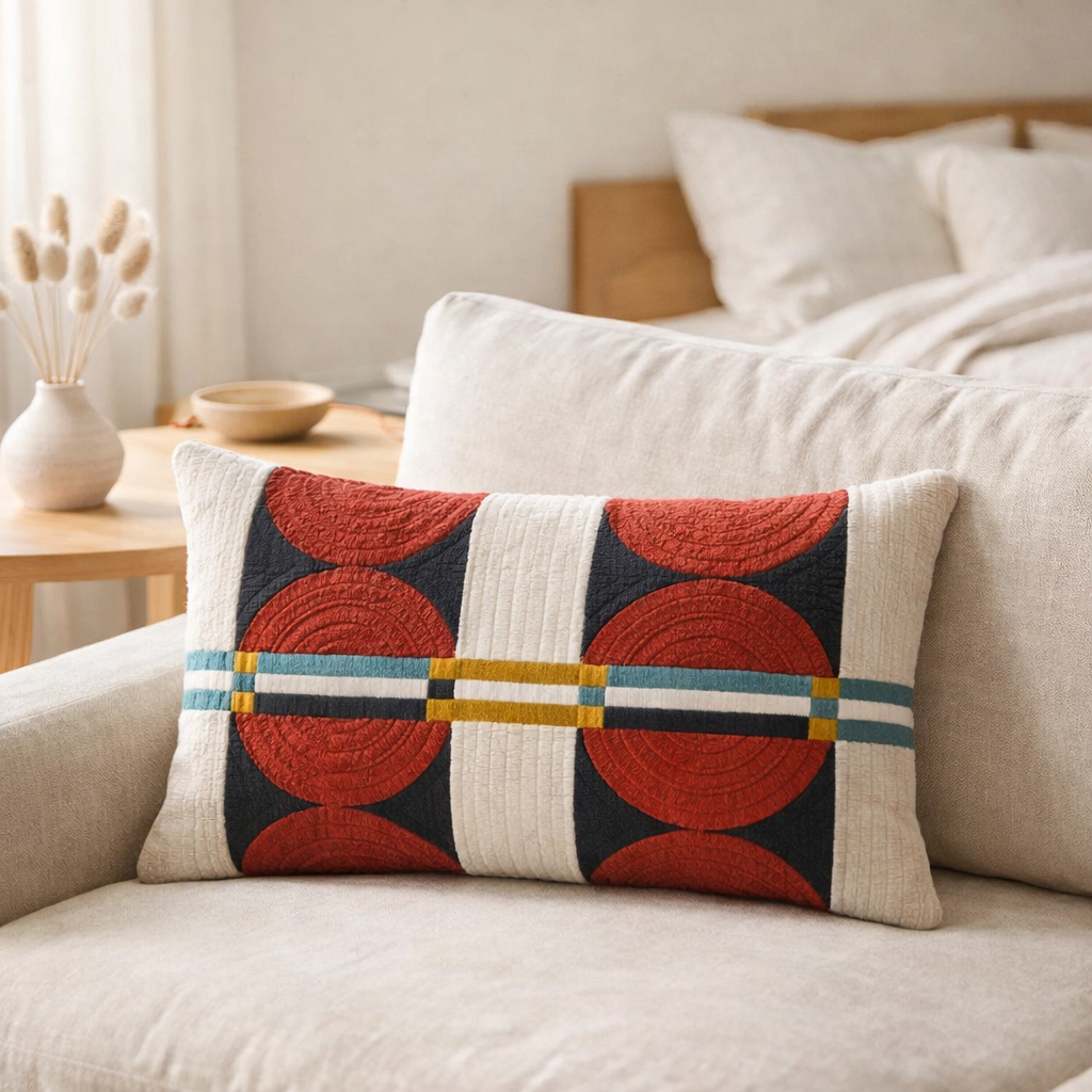 Coussin brodé Yoni Multico 30 x 50 en situation