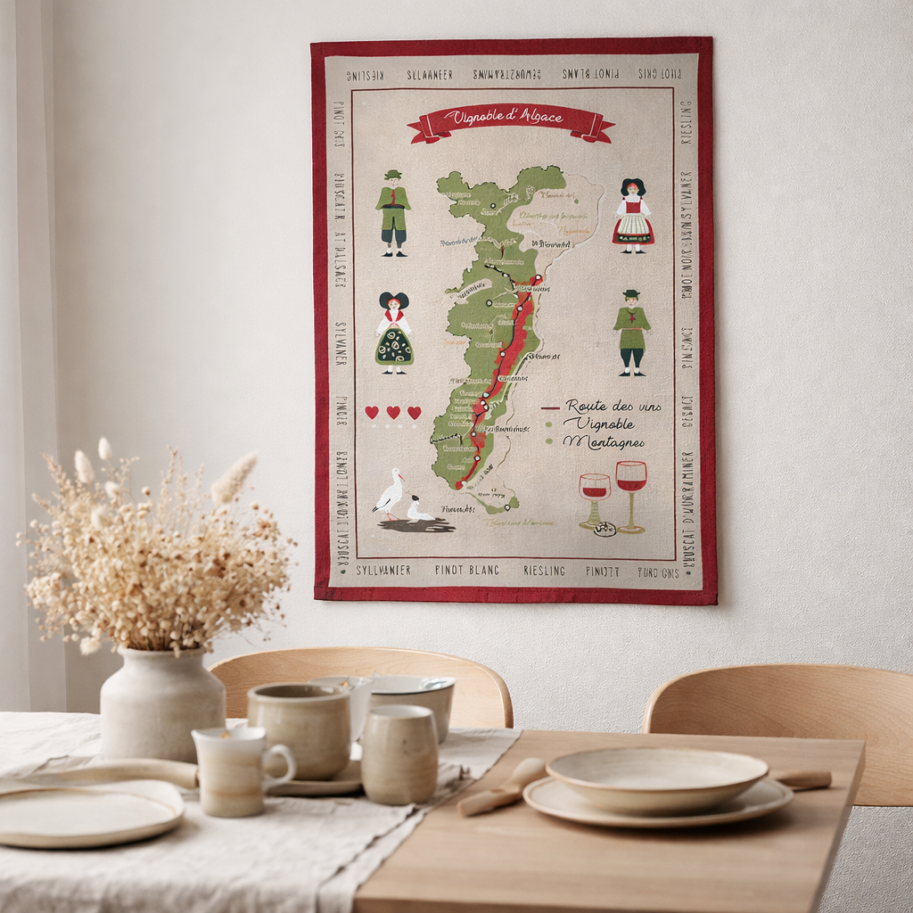 Torchon Vignoble d'Alsace Ficelle 50 x 70 en situation