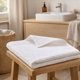 Drap de douche recyclé Abby Blanc 70 x 130 en situation