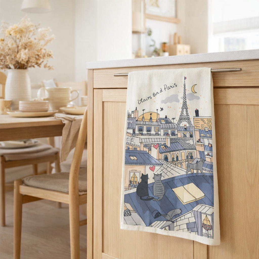 Torchon Toits de Paris Ecru 48 x 72 en situation