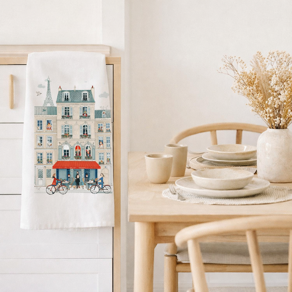 Torchon La vie parisienne Blanc 48 x 72 en situation