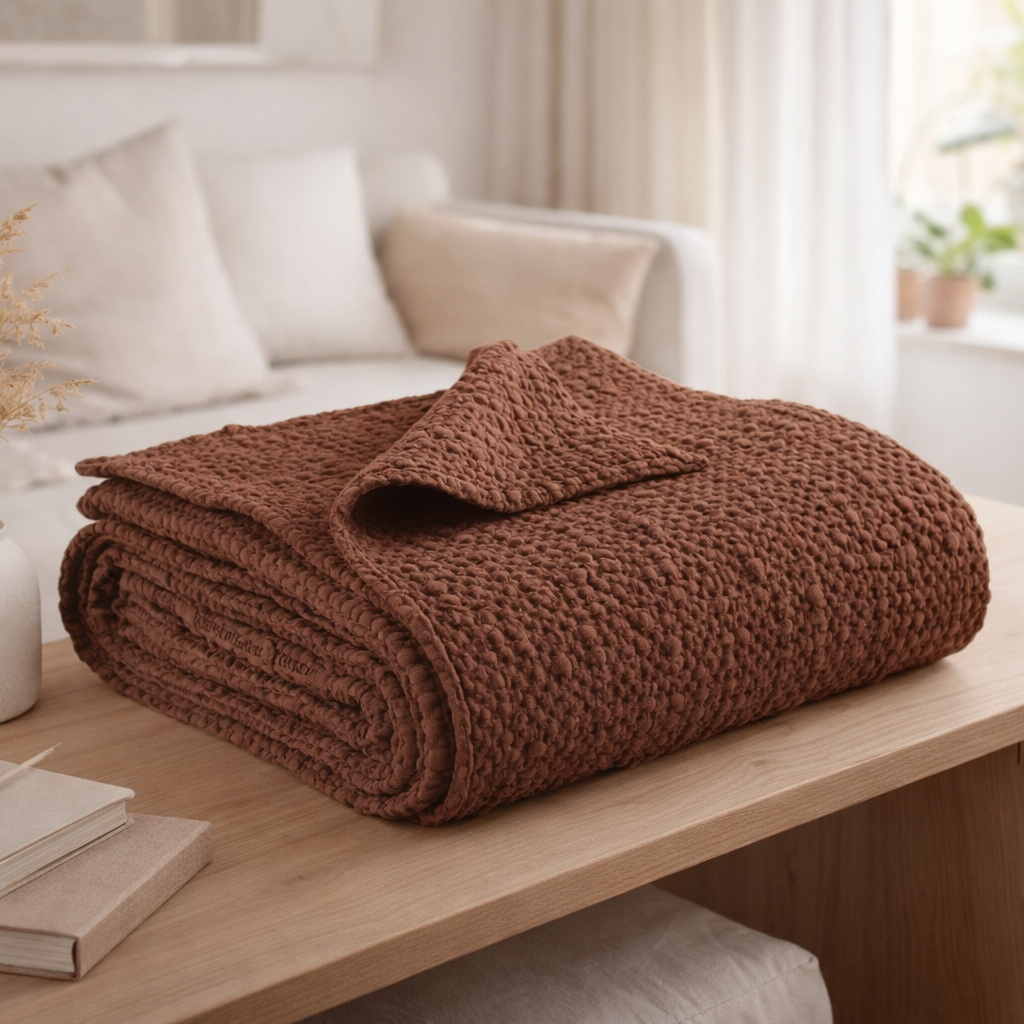 Plaid Tana Tabac 140 x 200 en situation