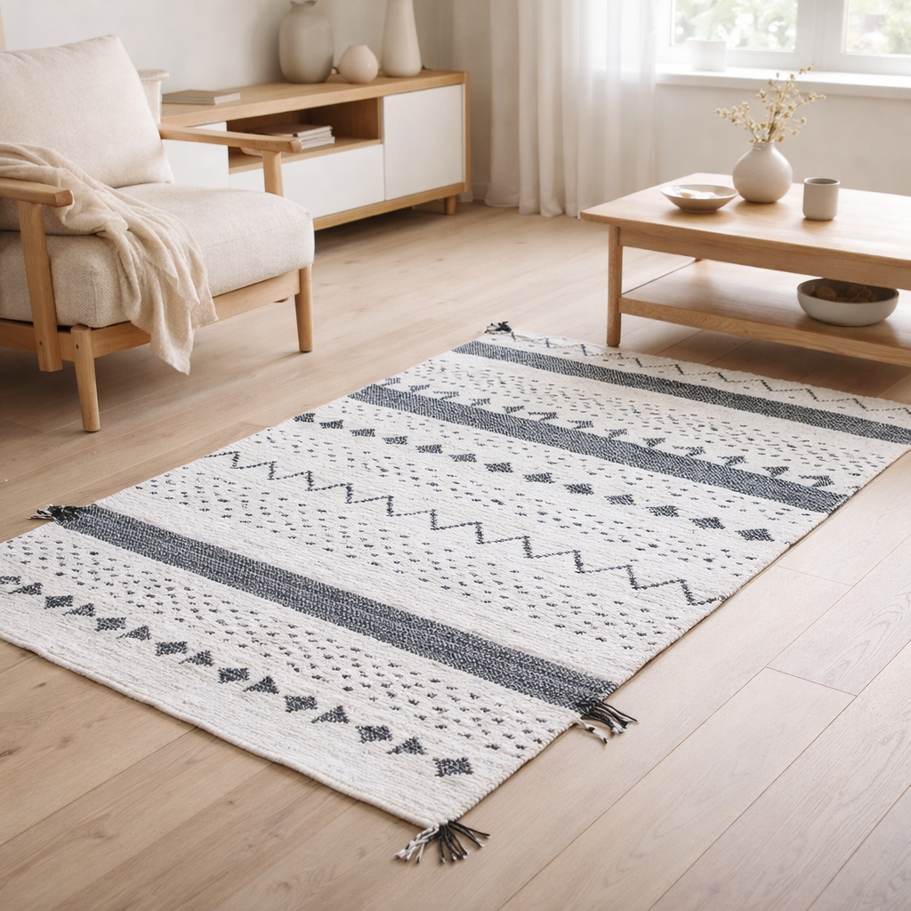 Tapis Callista Blanc/noir 120 x 180 en situation