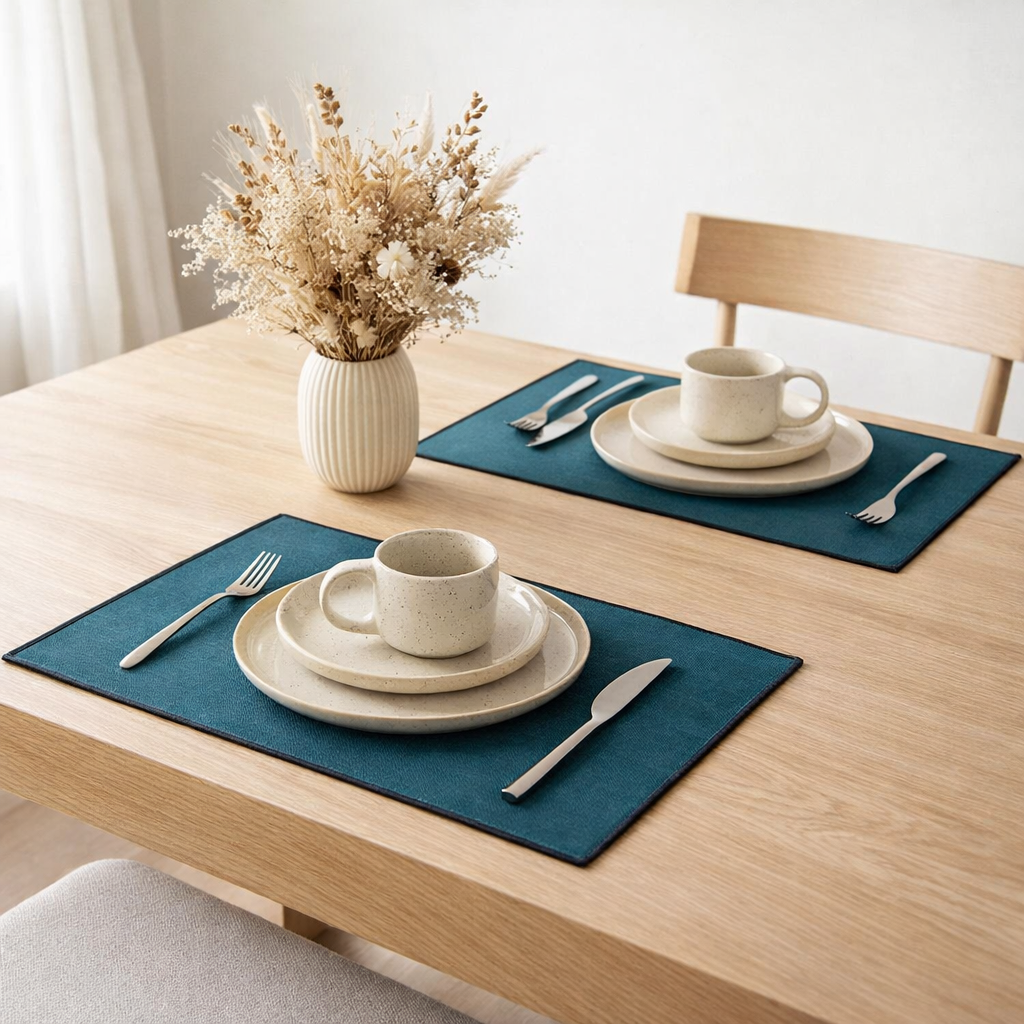 2 de sets table recyclés Laora Paon 33 x 45 en situation