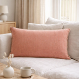 Coussin Zeff Céleste Pêche 30 x 50 en situation