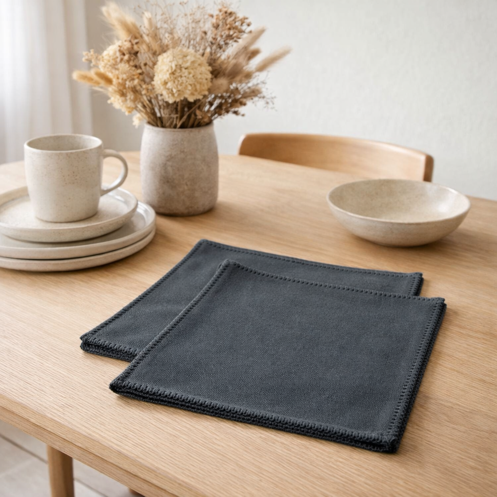 Lot de 2 serviettes de table recyclées Delia Ombre 41 x 41 en situation