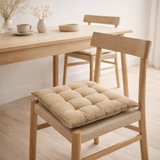 Galette de chaise Grace recyclée Camel 40 x 40 x 3 cm en situation