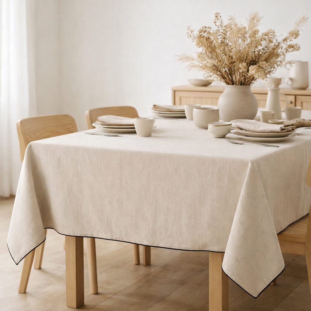 Nappe recyclée Grace Ficelle 170 x 300 en situation