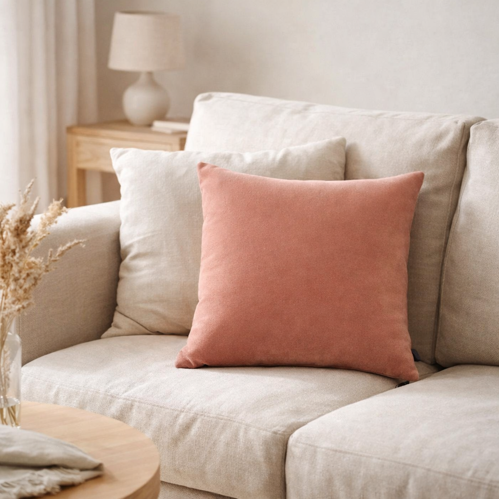 Coussin uni Elise Epice 45 x 45 en situation