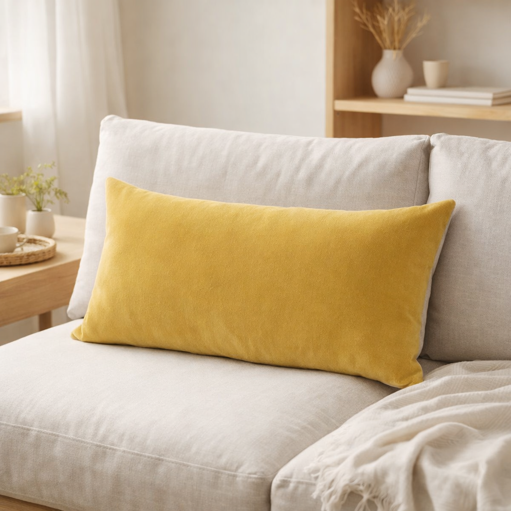Coussin uni Elise Absynthe 40 X 65 en situation