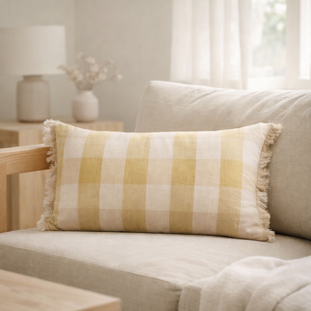 Coussin imprimé Kate Bronze 30 x 50 en situation