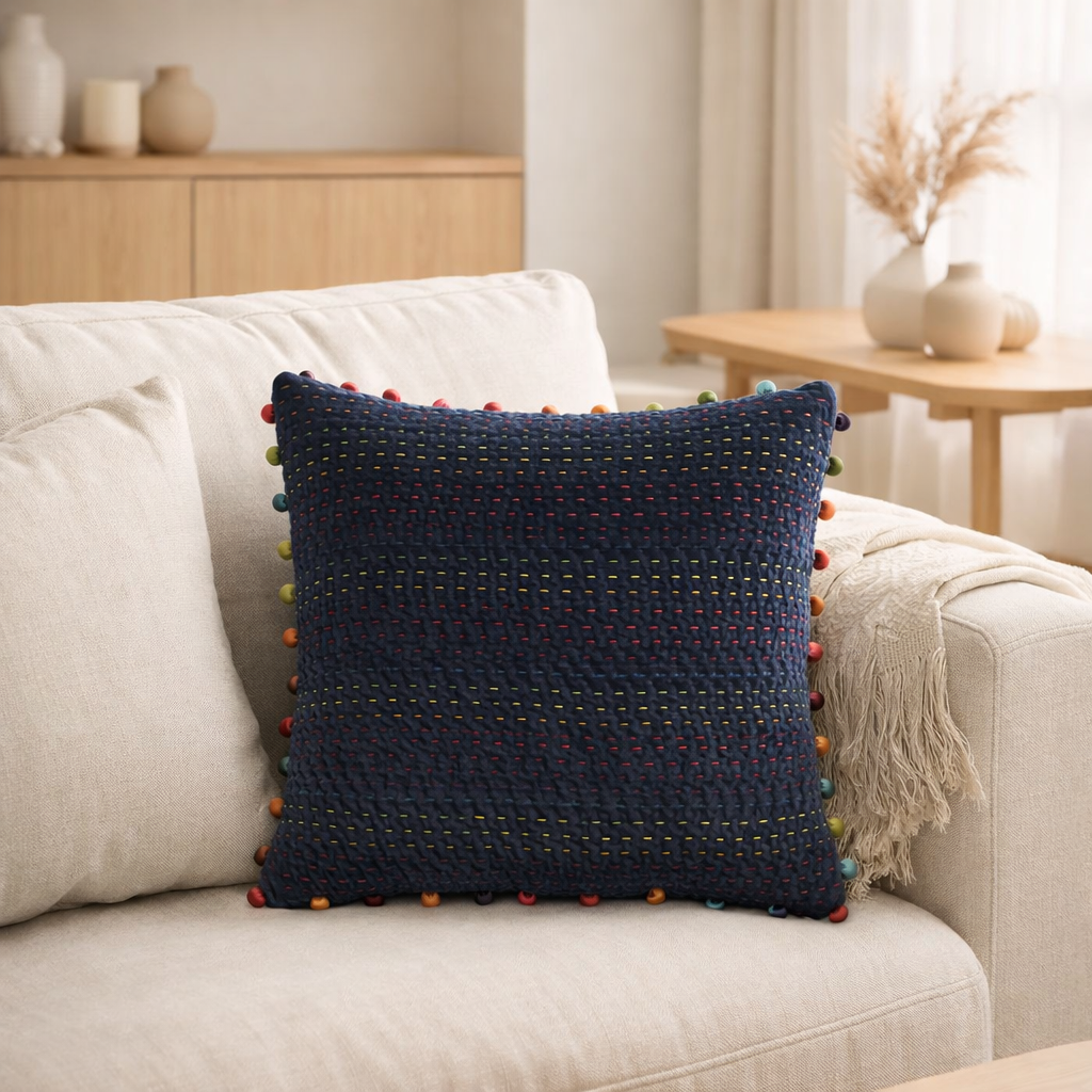 Coussin Gastounet Cobalt 45 x 45 en situation