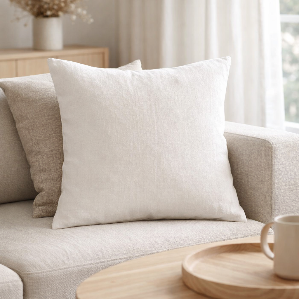 Coussin uni Zeff Blanc 45 x 45 en situation