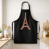 Tablier de cuisine Macarons de Paris recyclé Noir 72 x 90 en situation