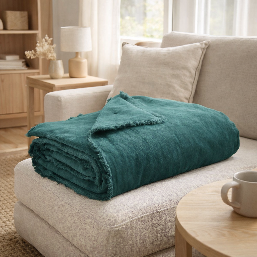 Plaid uni Fara Corinthe 135 x 200 en situation