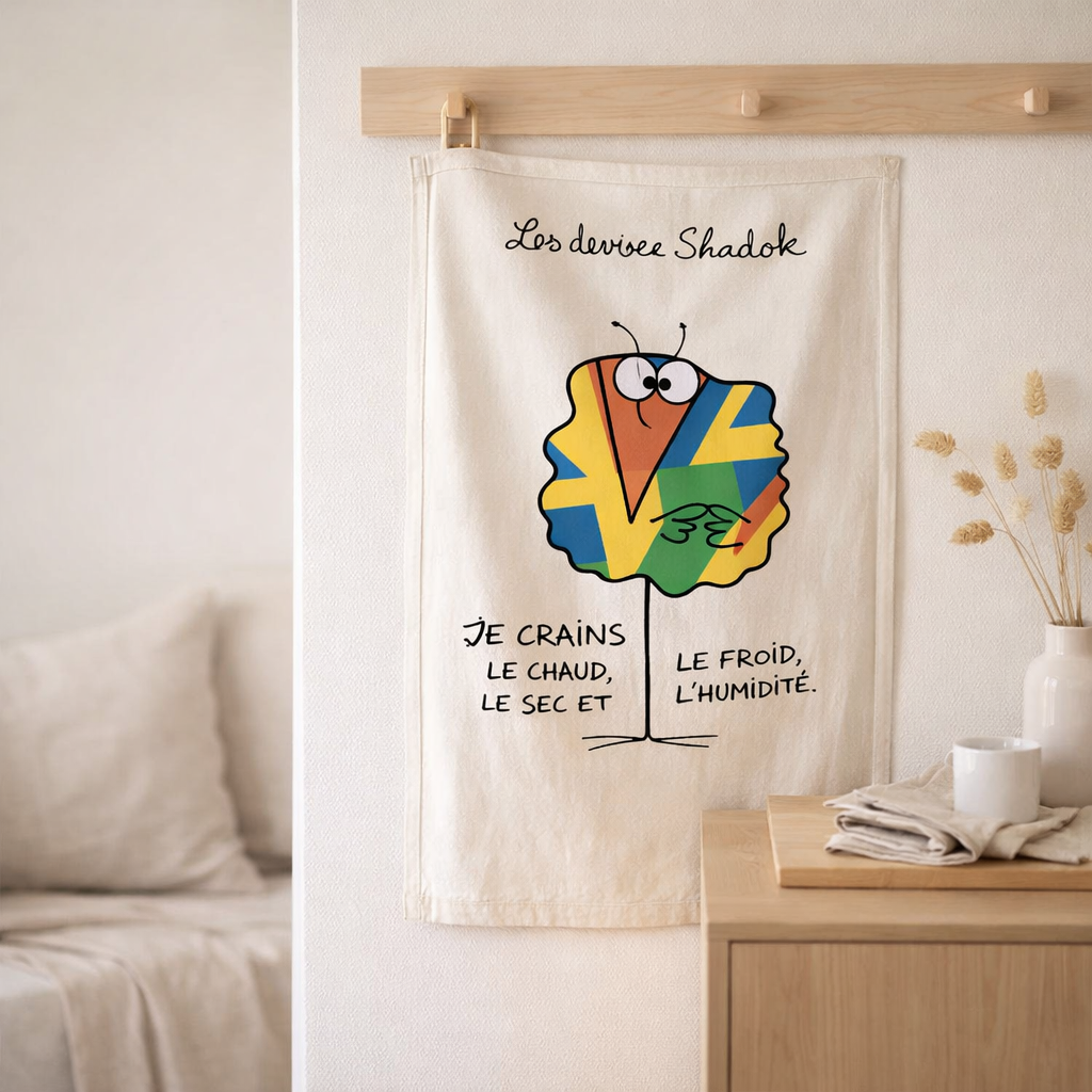 Torchon Shadok Craintif Ecru 48 x 72 en situation