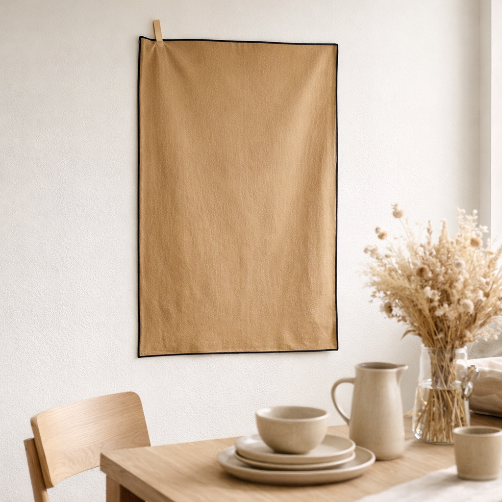Torchon recyclé Isae Camel 50 x 70 en situation