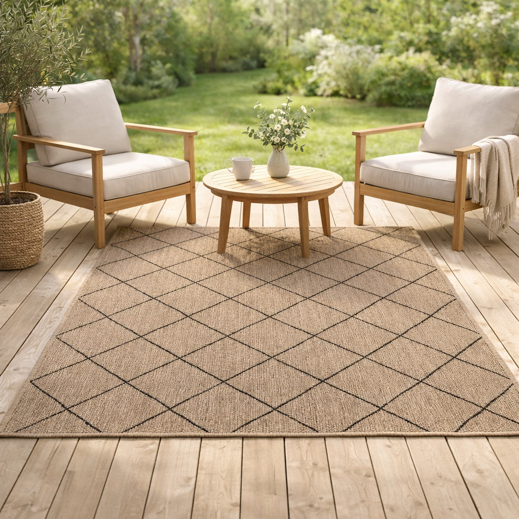 Tapis Allan outdoor Naturel 120 x 170 en situation