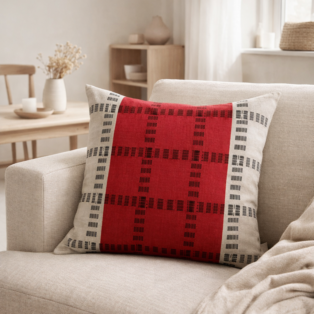 Coussin Zeff Eden Groseille 45 x 45 en situation