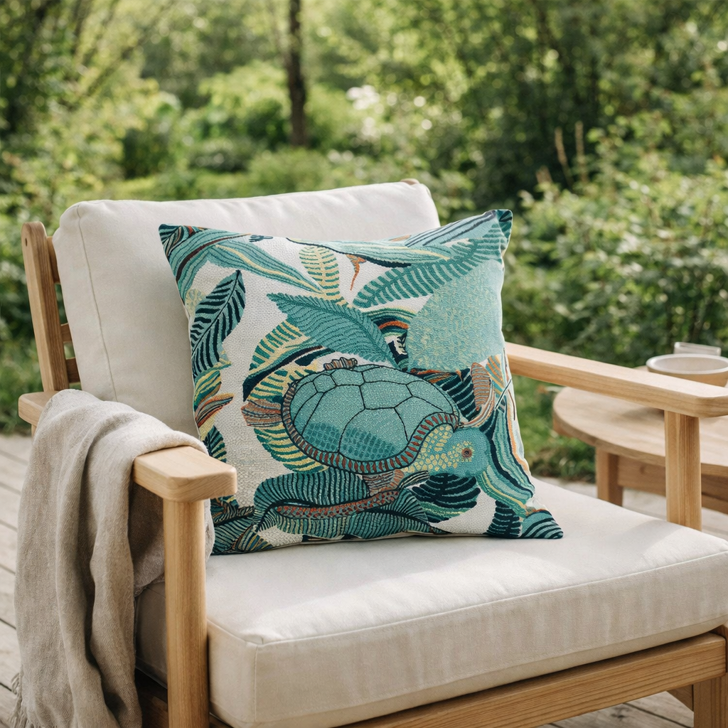 Coussin Dori outdoor Lagon 45 x 45 en situation