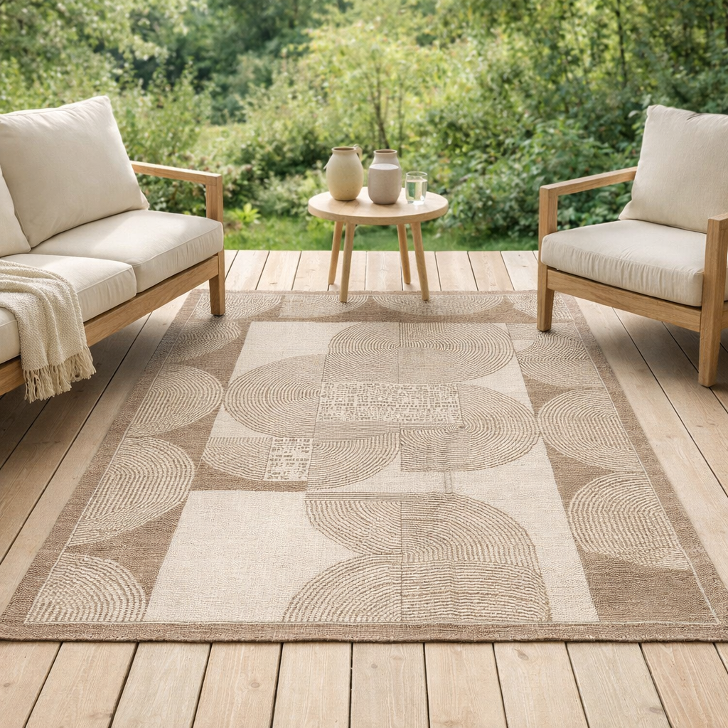 Tapis Etna outdoor Naturel 120 x 170 en situation