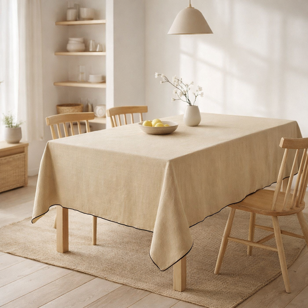 Nappe recyclée Grace Camel 140 x 250 en situation