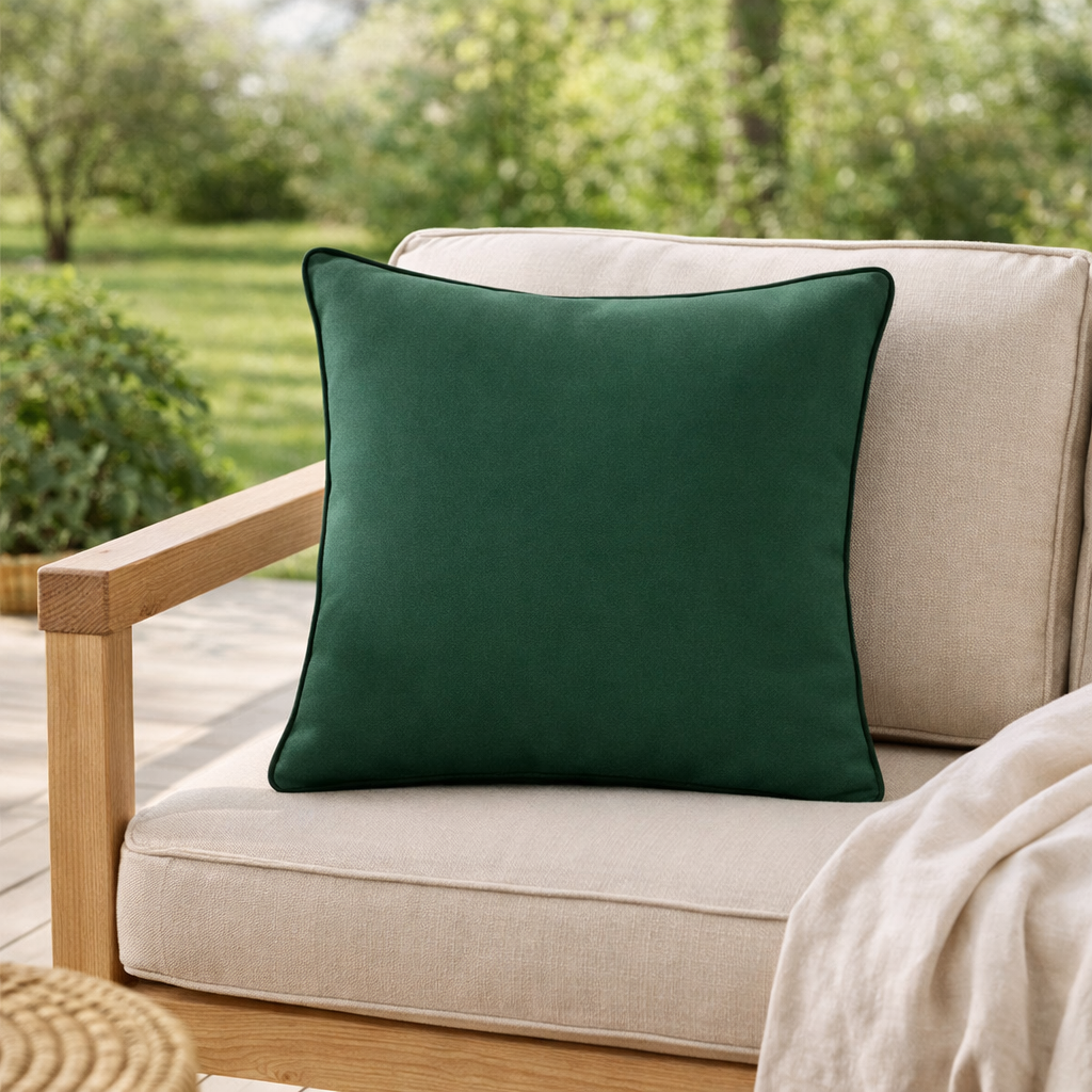 Coussin uni Alga outdoor Epicea 45 x 45 en situation