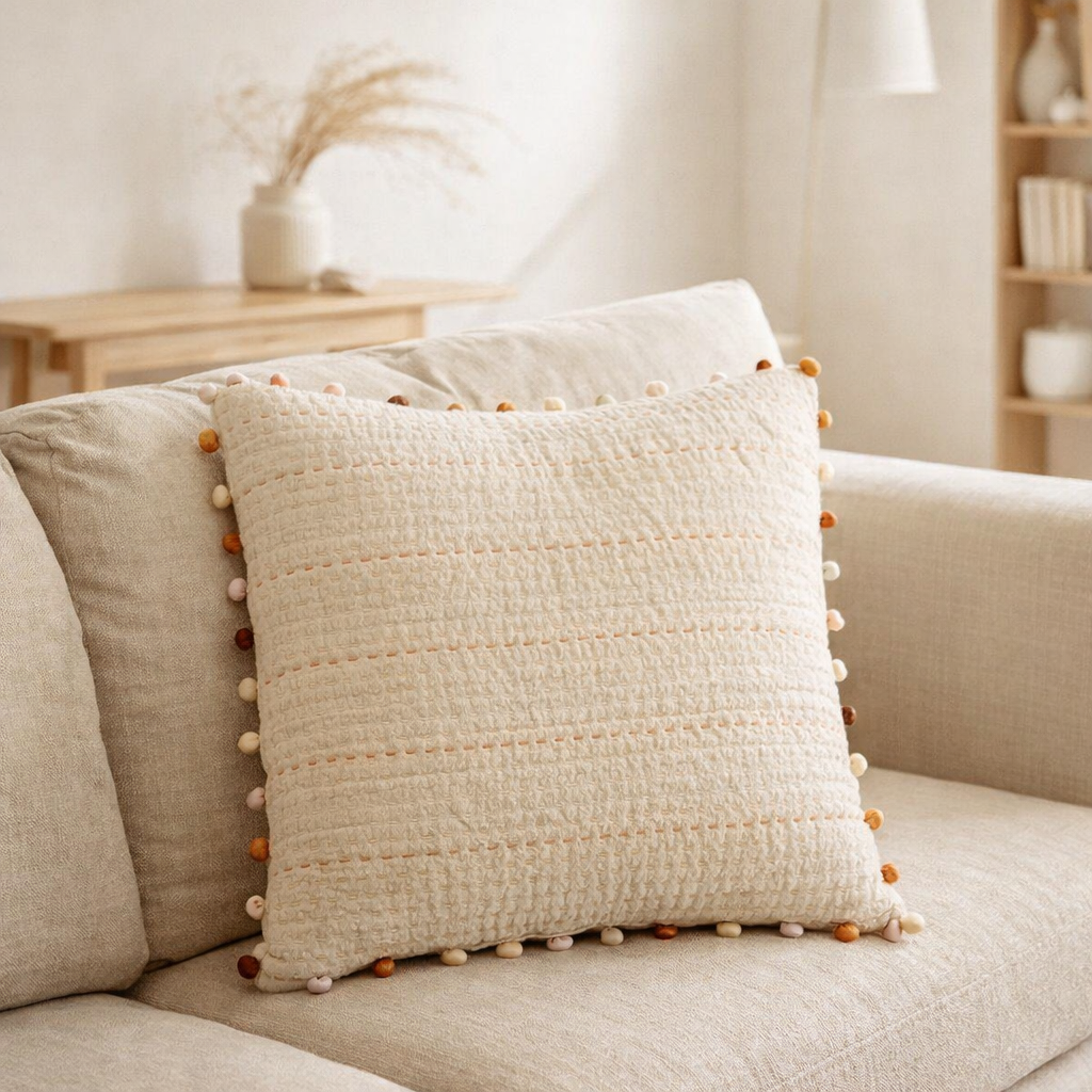 Coussin uni Gastounet Sienne 45 x 45 en situation