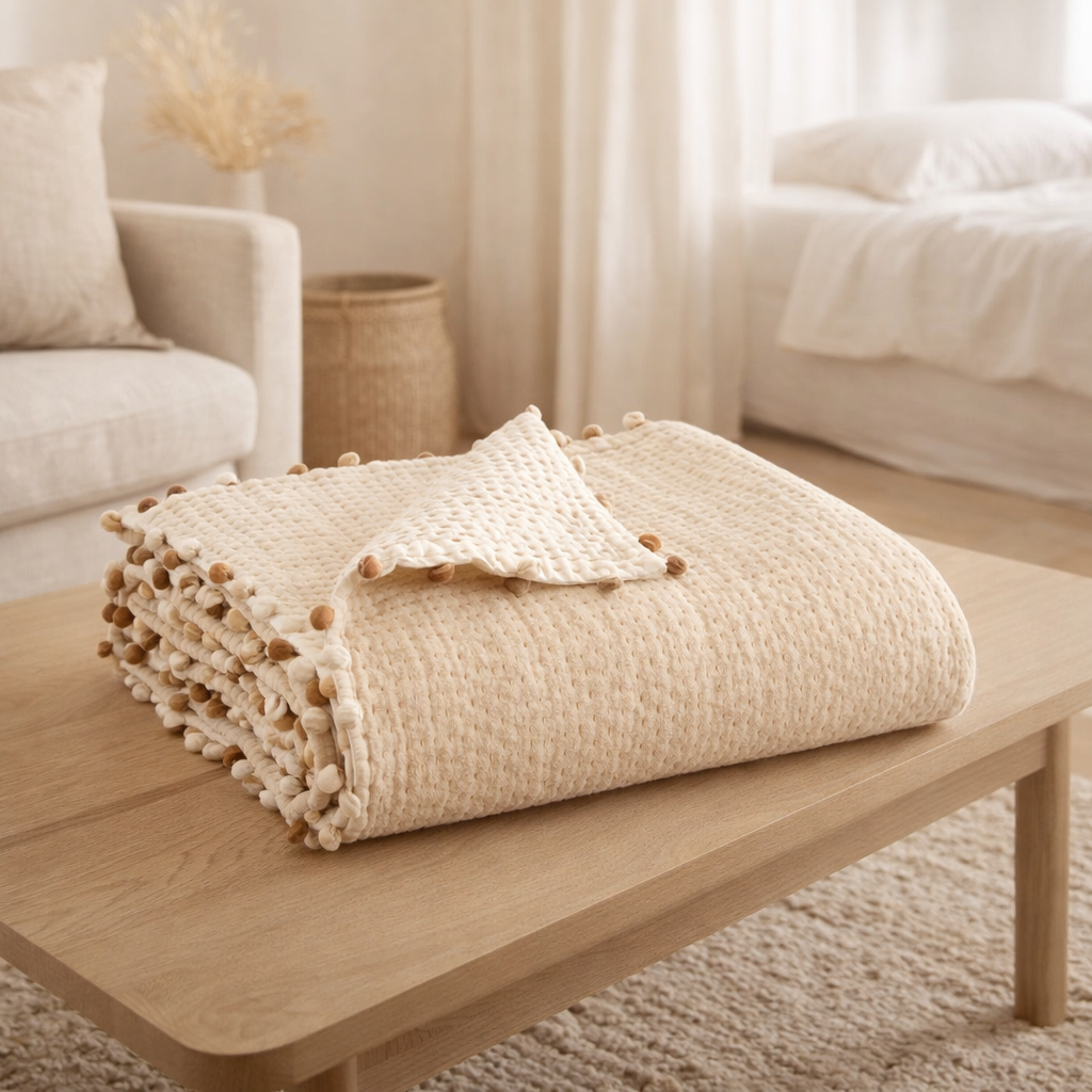 Plaid uni Gastounet Sienne 140 x 200 en situation