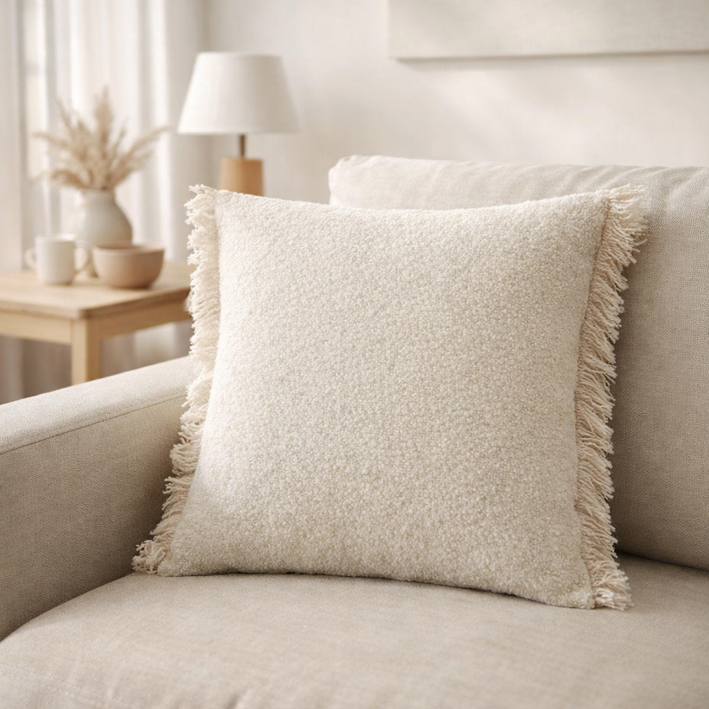 Coussin chiné Jane Perle 45 x 45 en situation