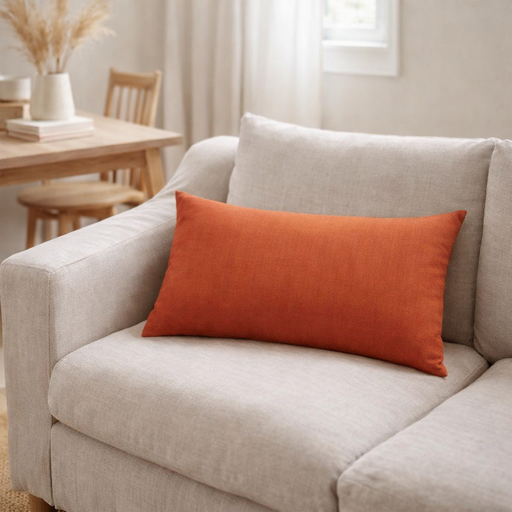 Coussin recyclé Gianni Marmelade 30 x 50 en situation