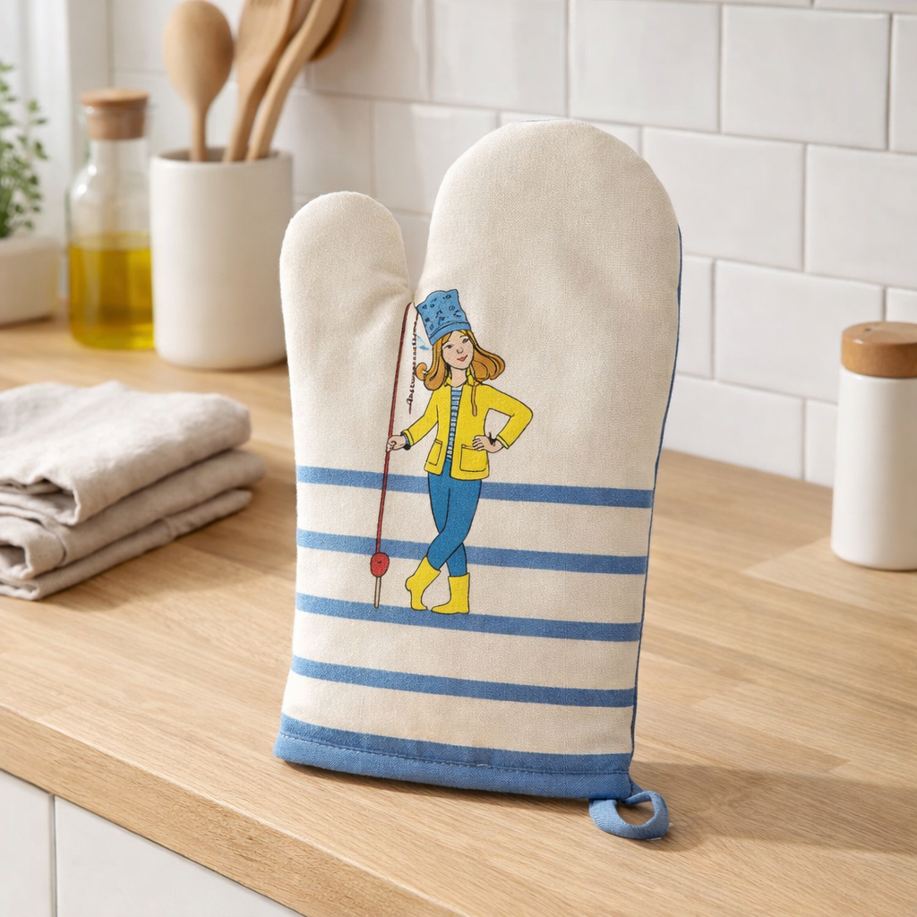 Gant de cuisine Apéro breton Ecru 18 x 28 en situation