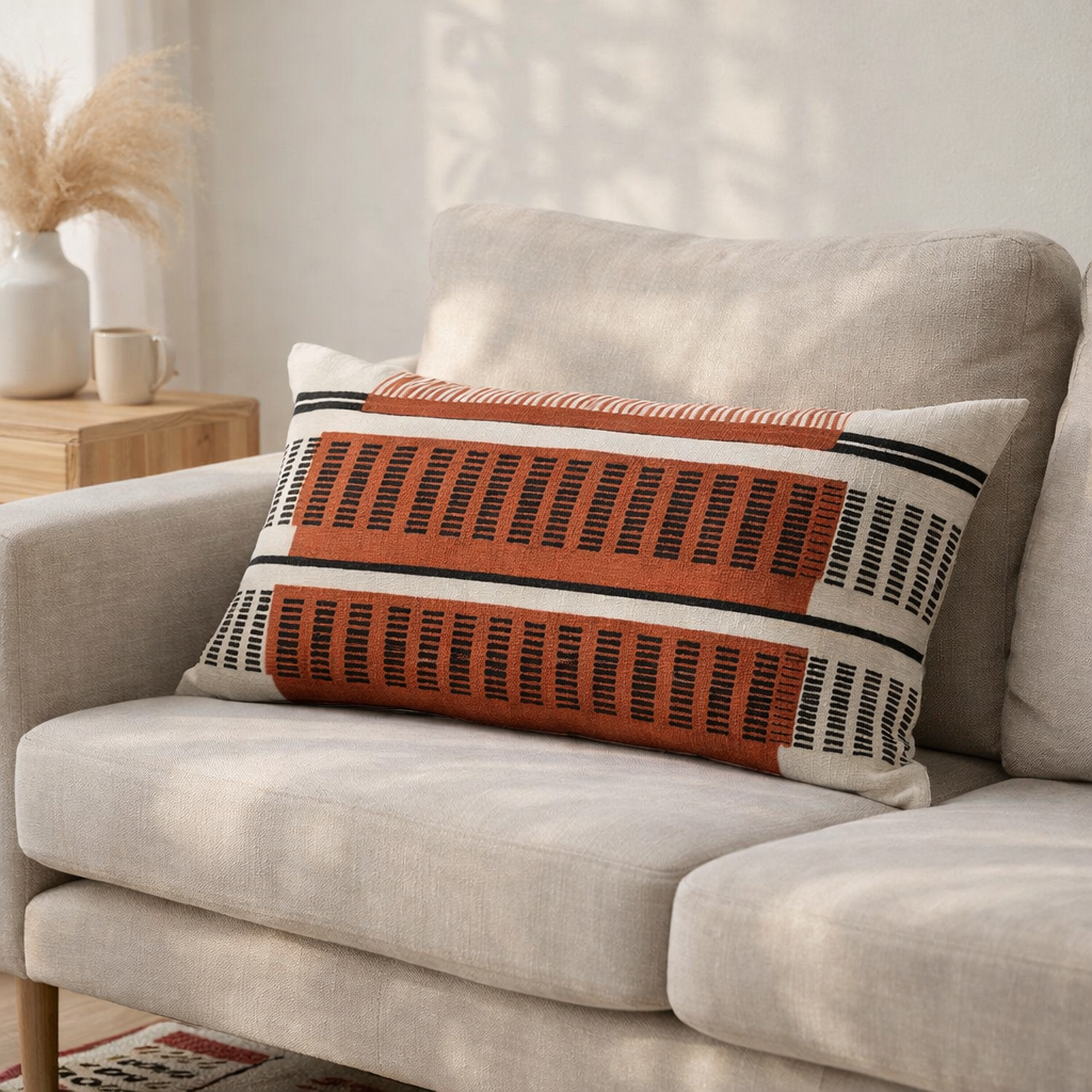 Coussin Eden brodé Marmelade 40 x 65 en situation