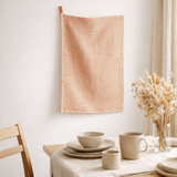 Torchon nid d'abeilles bicolore Mumba Marmelade 50 x 70 en situation