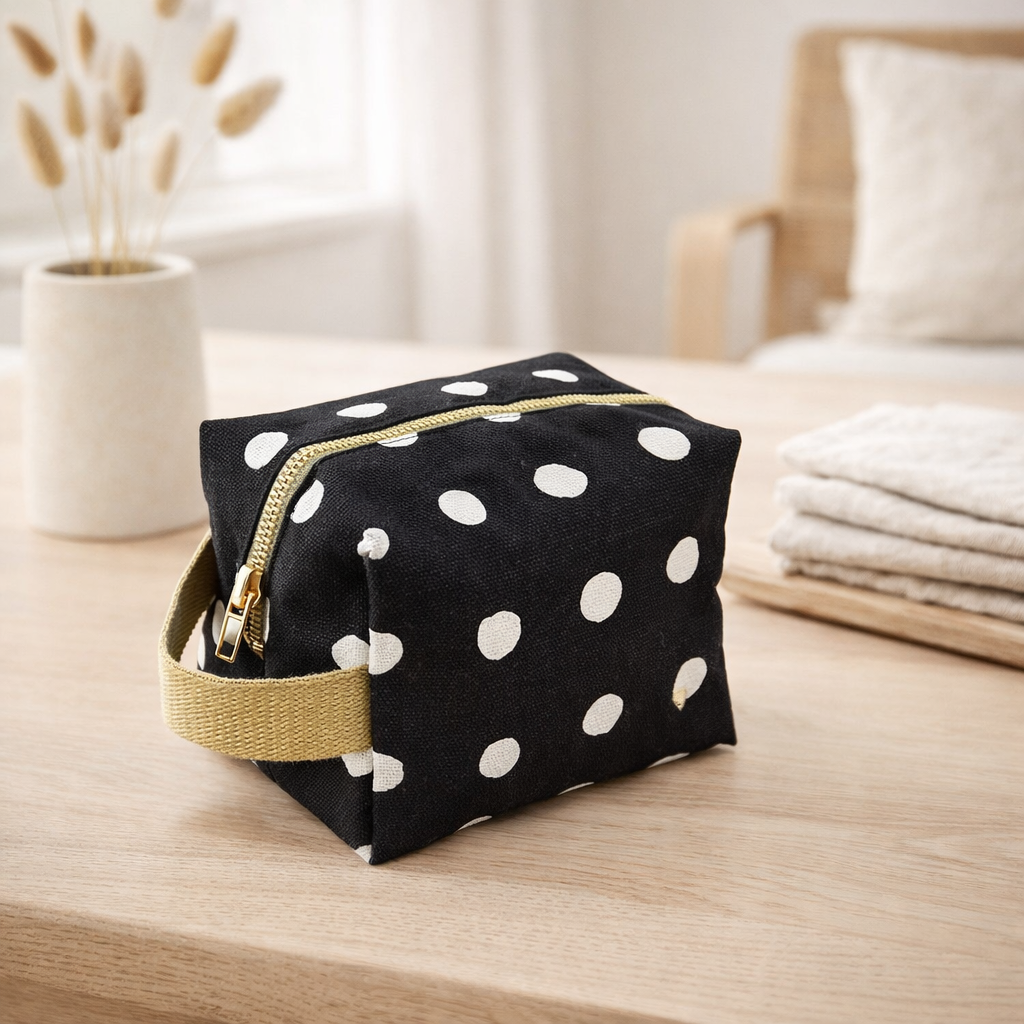 Trousse cube Mia Caviar 10 x 16 x 10 en situation