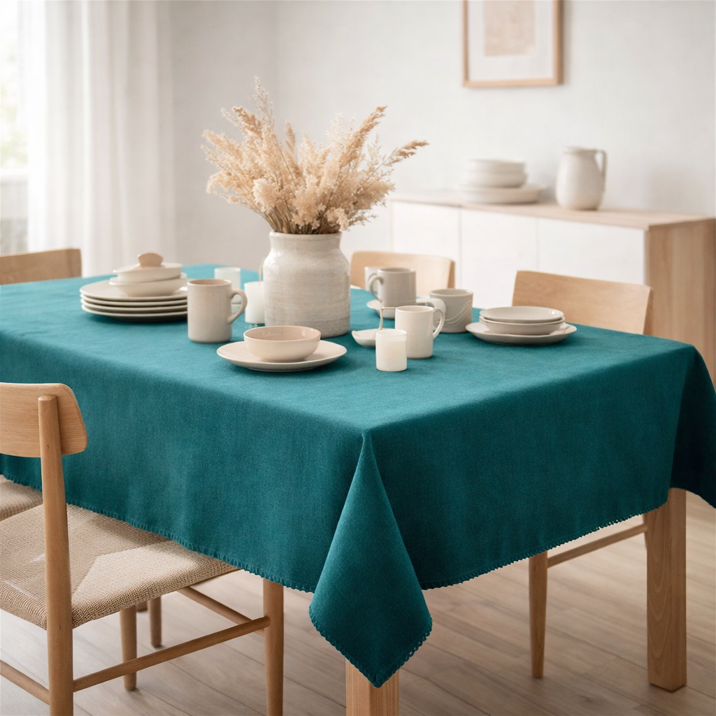 Nappe recyclée Delia Paon 170 x 300 en situation