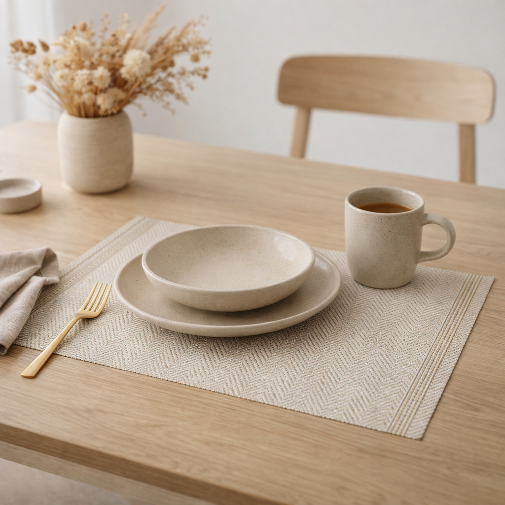 Set de table Archi Ivoire/or 33 x 45 en situation