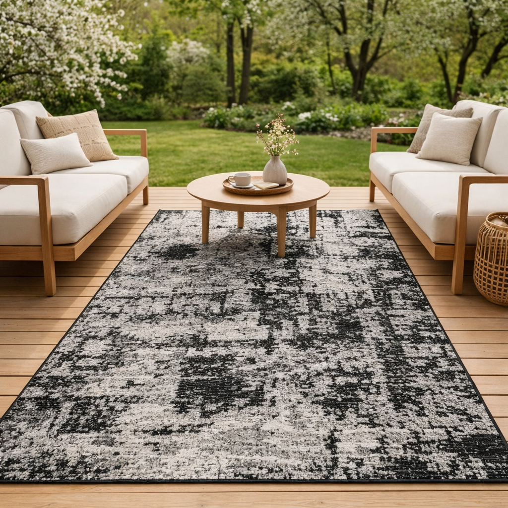 Tapis Catania 2 outdoor Noir 160 x 230 en situation