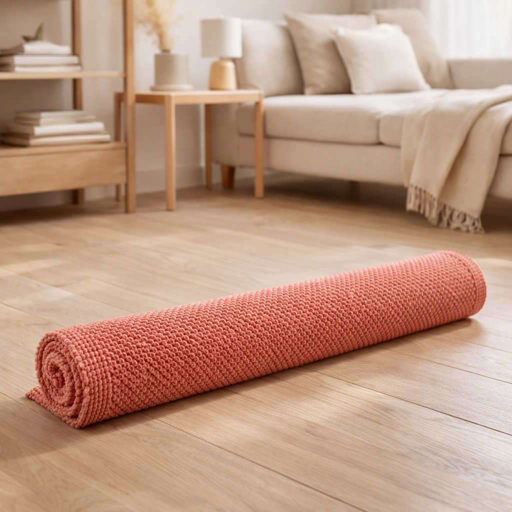 Tapis de bain uni Etia Corail 54 x 64 en situation
