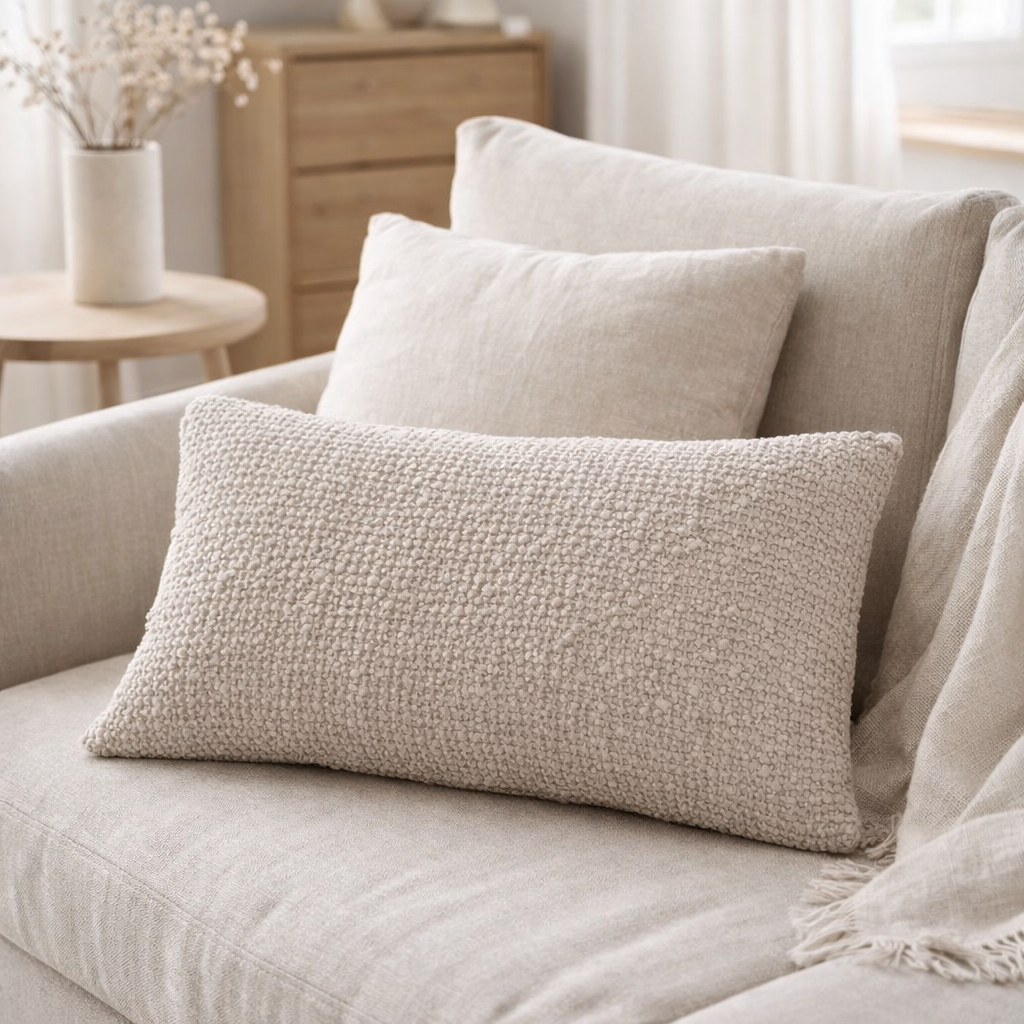 Coussin Tana Brume 40 x 65 en situation