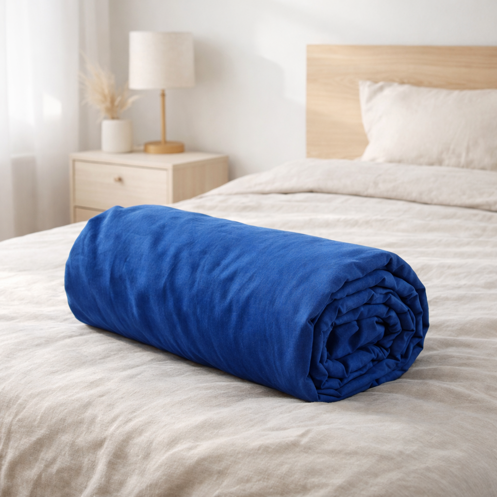 Drap housse Céleste So blue 200 x 160 en situation